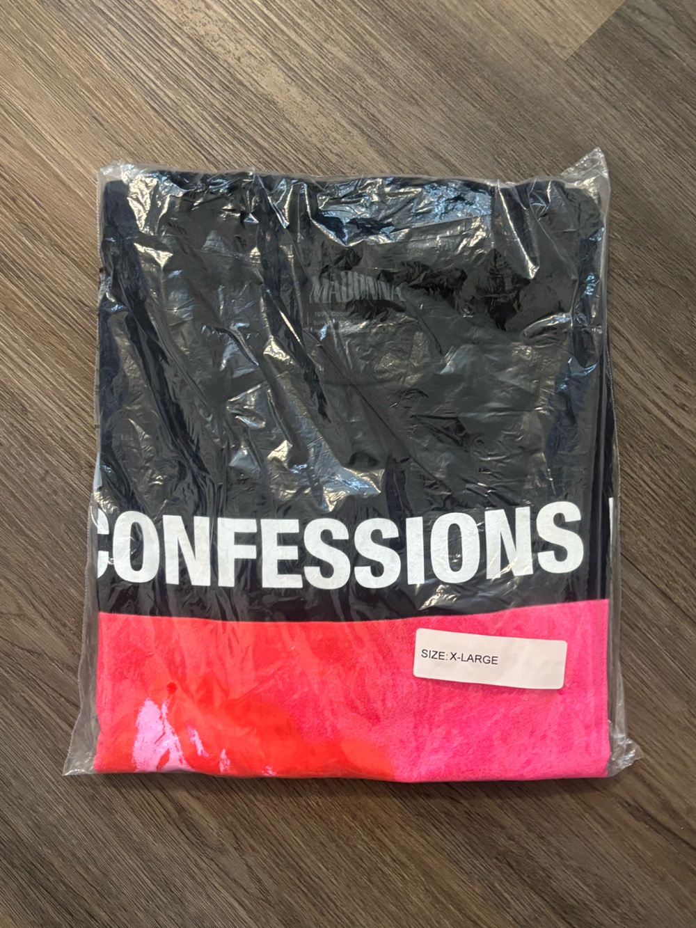 Madonna Black shirt with Neon Pink Accent and 'CONFESSIONS II' Graphic